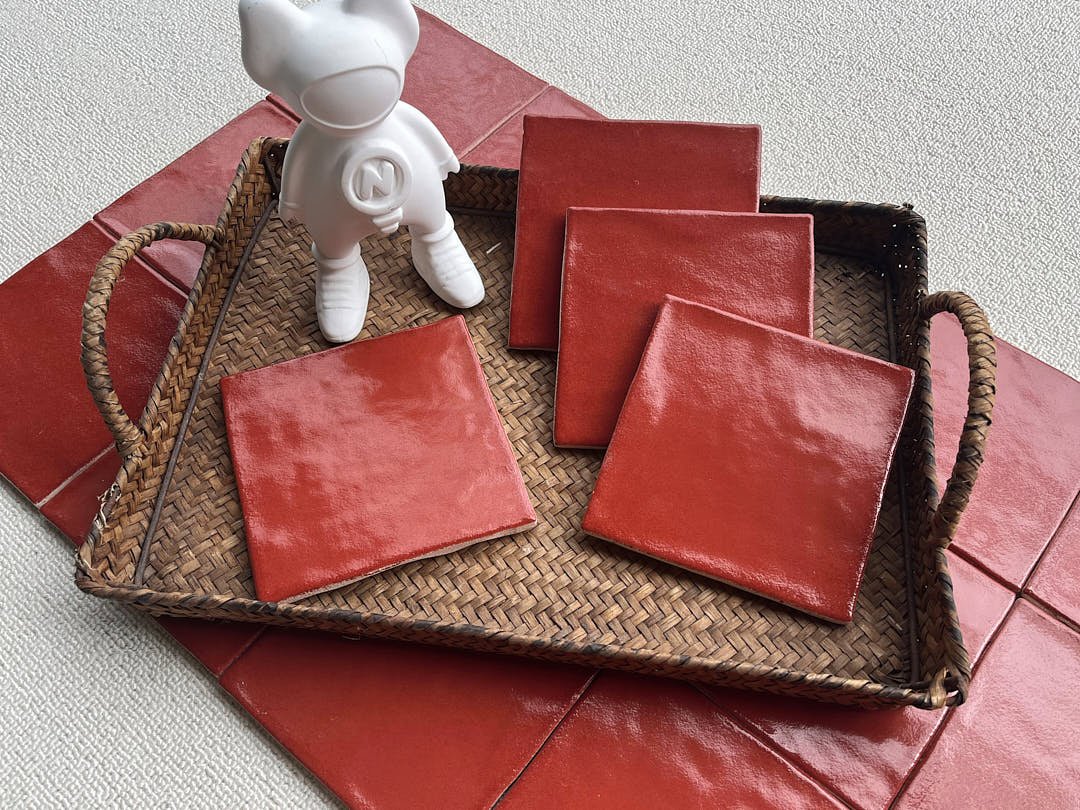 Four pieces of 125*125mm Red ceramic Tile-R9BM 5