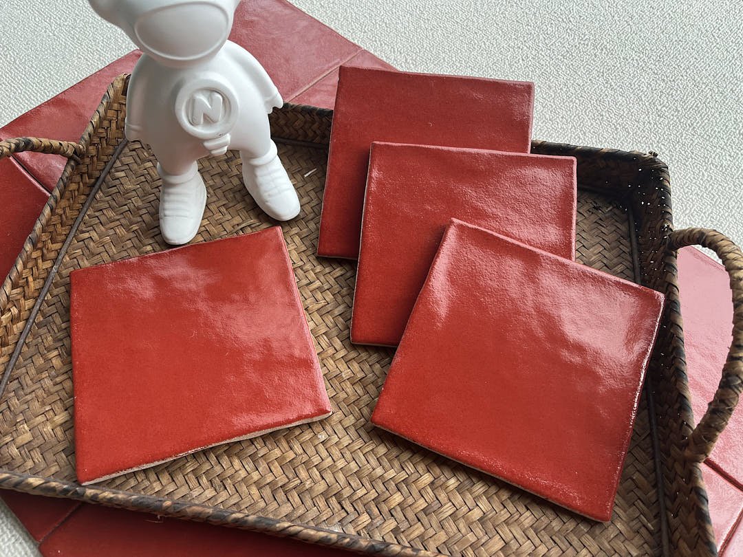 Four pieces of 125*125mm Red ceramic Tile-R9BM 5