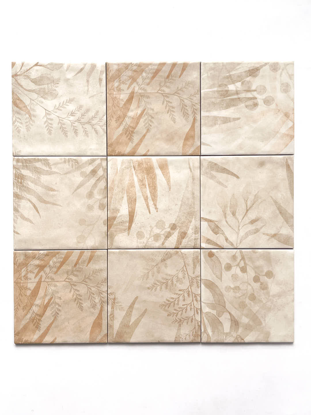 Floral Pattern Square Cream Kitchen Backsplash and Floor Tile